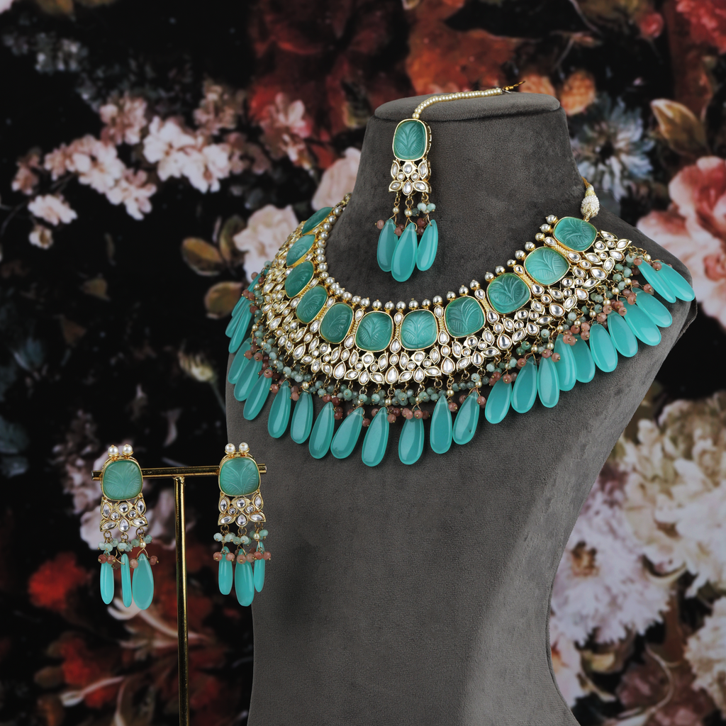 Zareen necklace set (aqua)