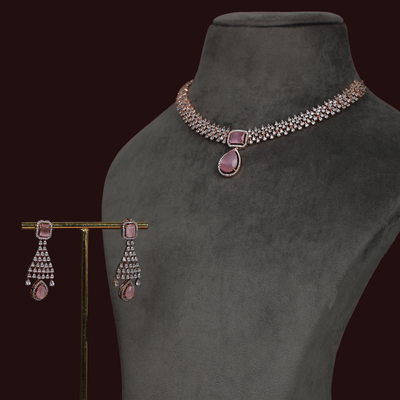 Auraa Light Pink Necklace Set