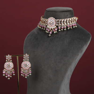 Ahalya Necklace set (pink)