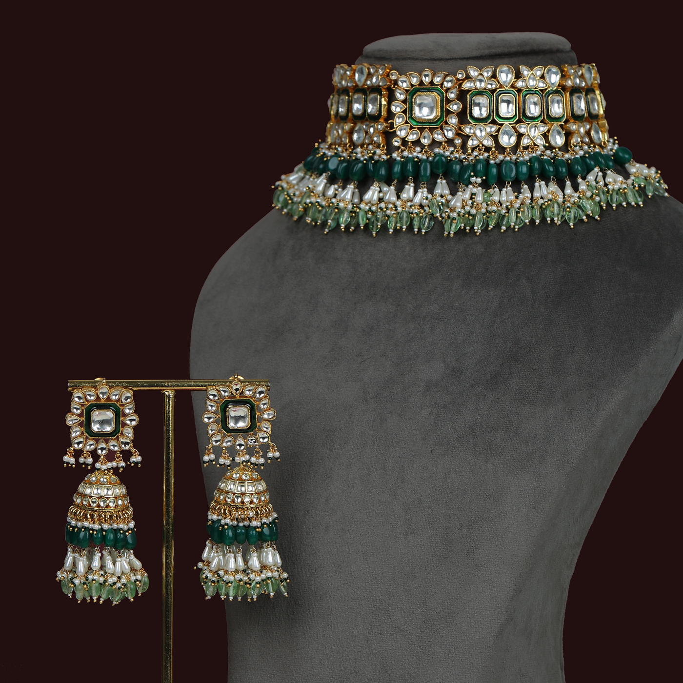 Raahi Kundan Bead Necklace Set
