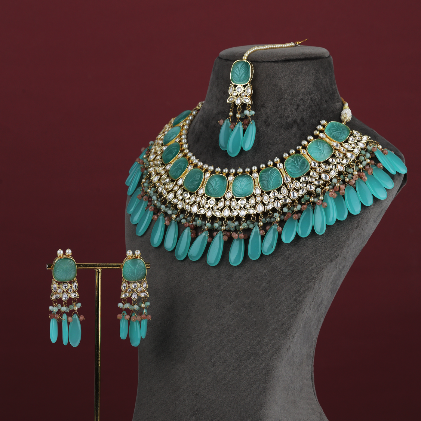 Zareen necklace set (aqua)