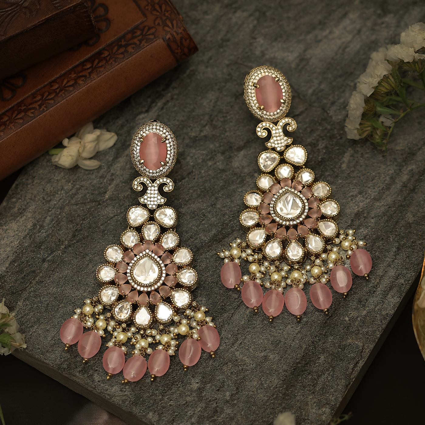 Vidhi Earrings Pink