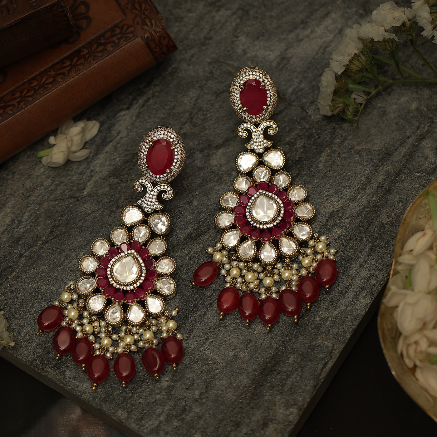 Vidhi Earrings Maroon