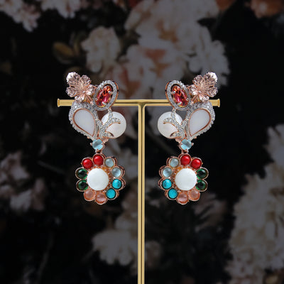 Navya Floral Gemstone Necklace Set