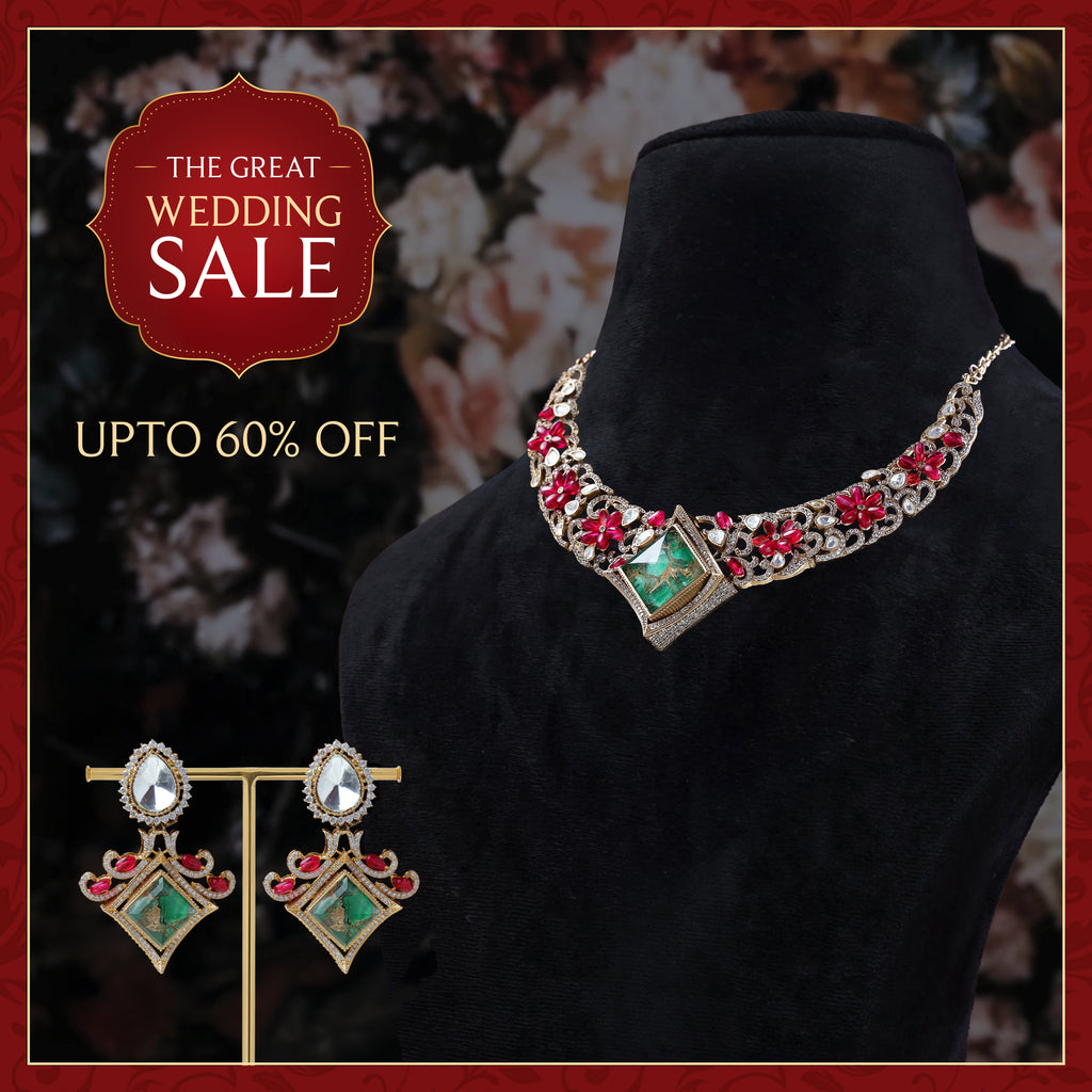 Zyra Ruby-Emerald Necklace Set