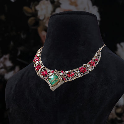 Zyra Ruby-Emerald Necklace Set