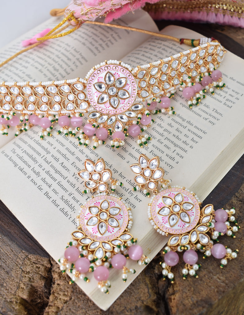 Ahalya Necklace set (pink)