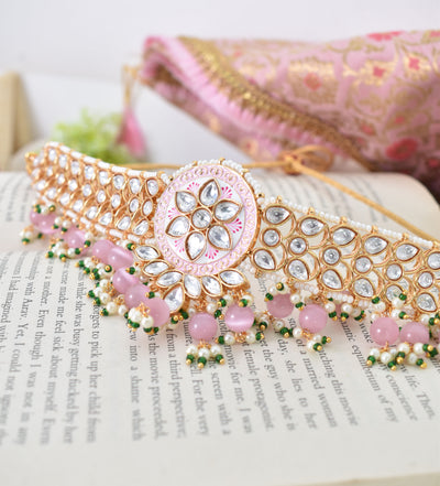 Ahalya Necklace set (pink)